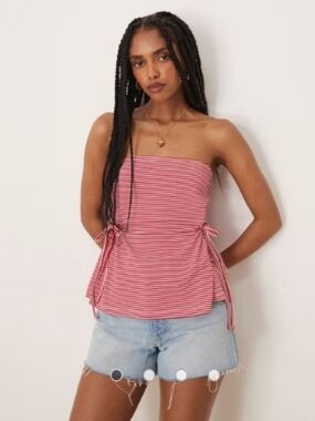 ASOS Red and White Striped Strapless Tie-Side Camisole 🌞